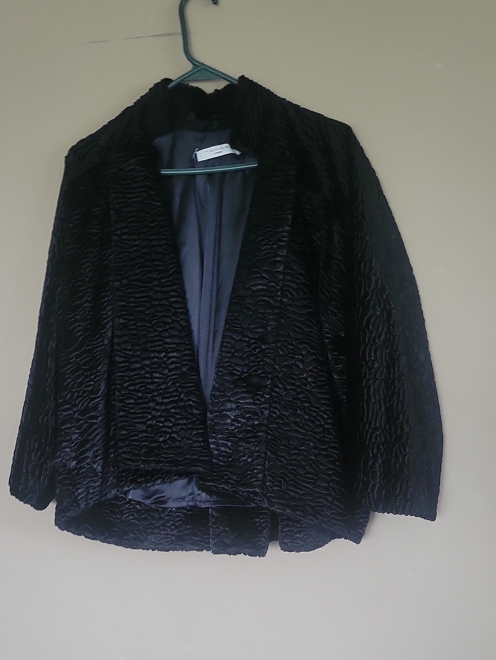 Tahari Black Textured Open-Front Blazer Jacket